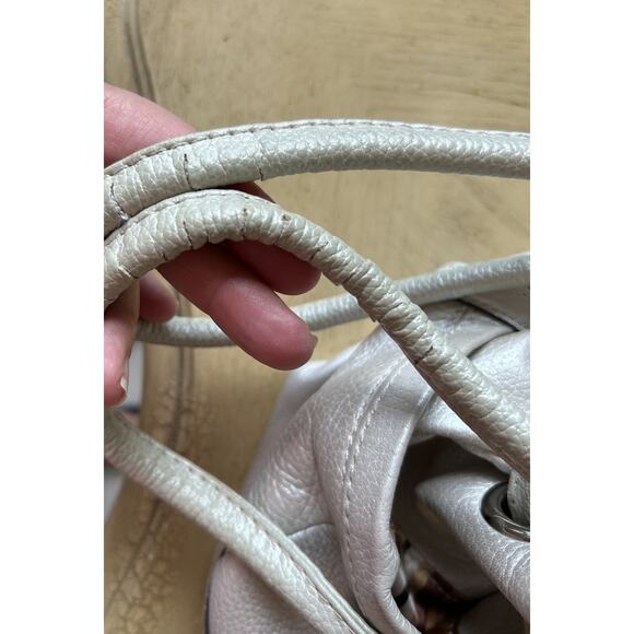 Y2K Pearl SILVER LEATHER TIGNANELLO SHOULDER PURSE HANDBAG Tassels Retro Hobo - Picture 9 of 16